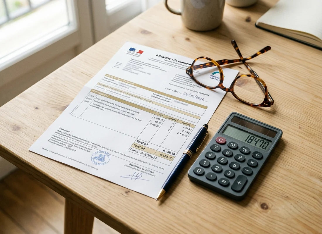 Décompte de remboursement de santé posé sur un bureau