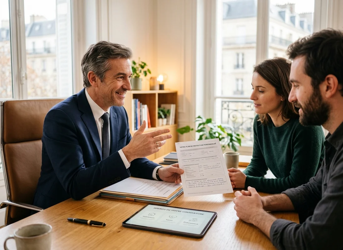 Un conseiller ARTEX présente un contrat à des clients
